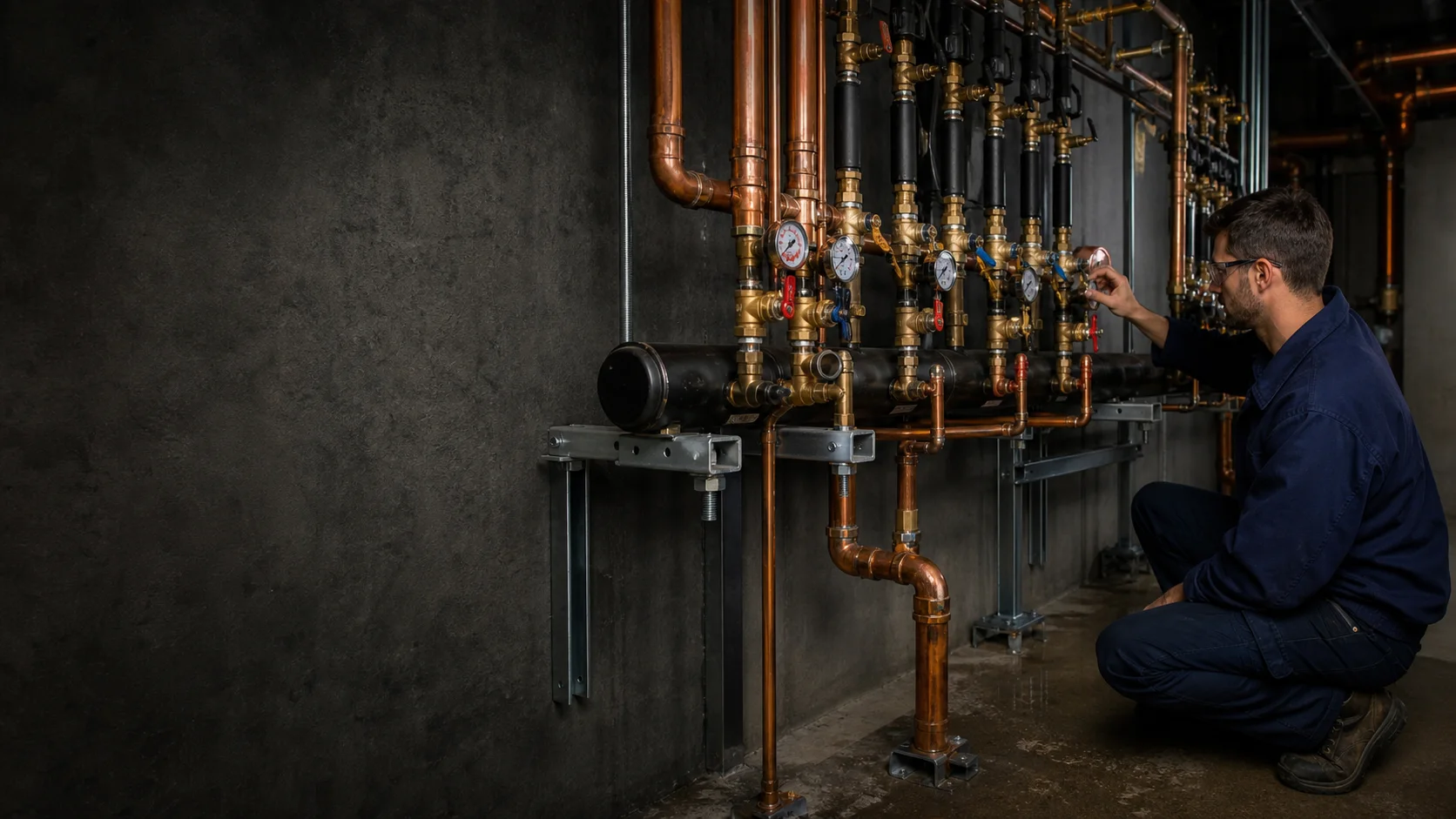 Commercial plumbing manifold inspection